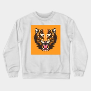 Colorful Tiger Face Illustration Crewneck Sweatshirt